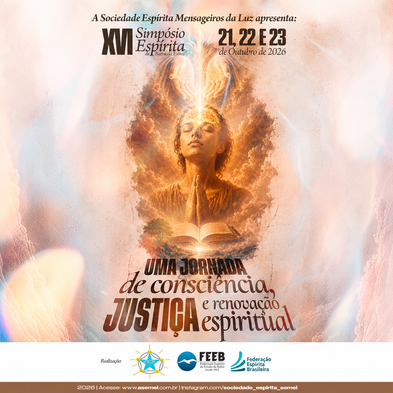Cartaz do XVI Simpósio Espírita de Barra da Estiva — 21, 22 e 23 de Outubro de 2026